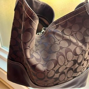 Coach Vintage Hobo- canvas with chocolate brown leather bottom